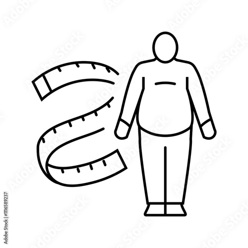 obesity man disease line icon vector. obesity man disease sign. isolated contour symbol black illustration
