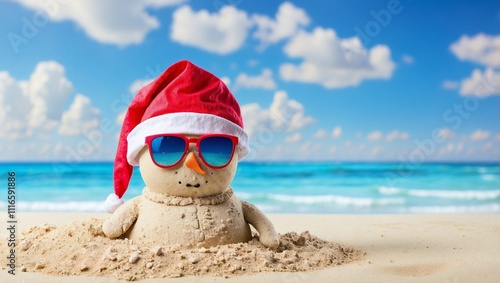 Tropical Beach Christmas with Snowman Vibes