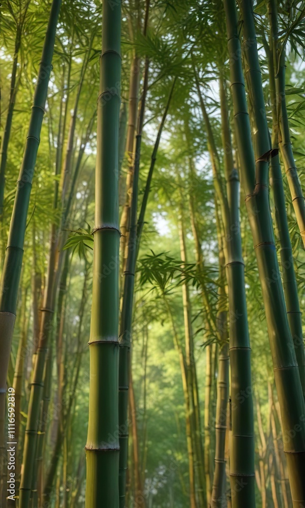 Dense bamboo stalks sway gently in the warm breeze, outdoor scenery, natural beauty Dense bamboo stalks sway gently in the warm breeze, outdoor scenery, natural beauty