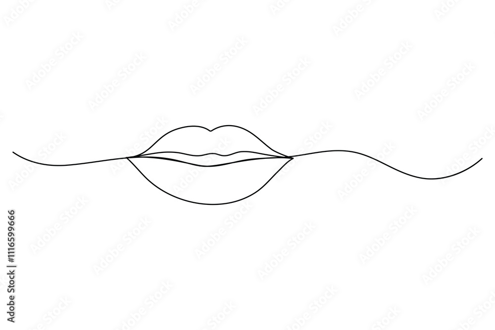 Fototapeta premium Lips continuous one-line drawing. Woman lips logo on white background Vector illustration
