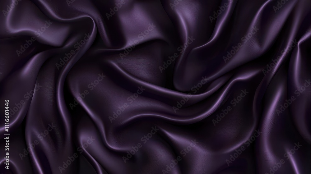 Obraz premium Luxurious dark purple silk fabric with elegant folds and smooth texture.