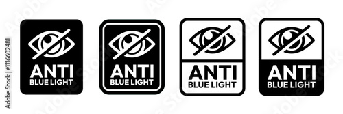 Eye black line icon set. No eye logo, crossed, privacy protection symbol, protect eye label, prevent peeping badge, anti spy, 99.9% high transparent, blue light protected, invisible and visible eye.