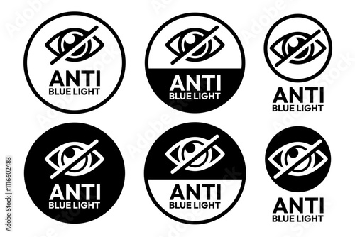 Eye black line icon set. No eye logo, crossed, privacy protection symbol, protect eye label, prevent peeping badge, anti spy, 99.9% high transparent, blue light protected, invisible and visible eye.