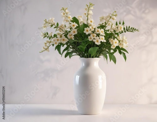Wallpaper Mural White vase filled with Bael flowers and greenery, bael, natural elements, outdoor decor Torontodigital.ca