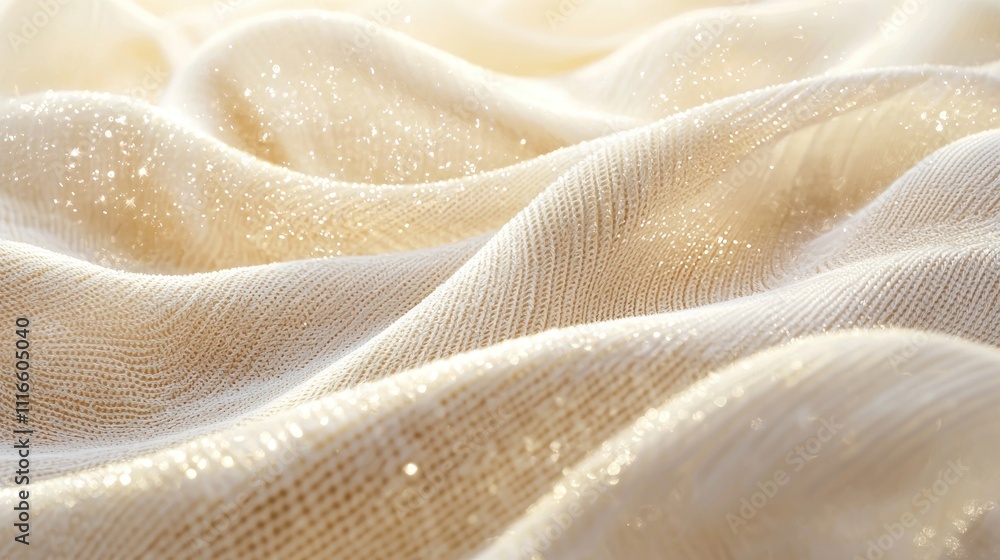 Luxurious Beige Knit Fabric Texture Sparkling Glitter Soft Drape Close Up Luxurious Beige Knit Fabric Texture Sparkling Glitter Soft Drape Close Up