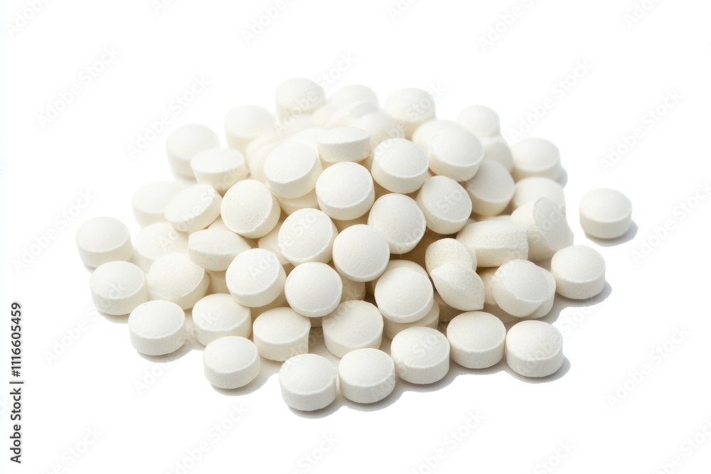 Clean White Tablets on Bright Background: A Focus on Health and Wellness Clean White Tablets on Bright Background: A Focus on Health and Wellness