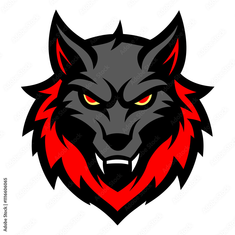 Demon Wolf mascot logo design Demon Wolf mascot logo design