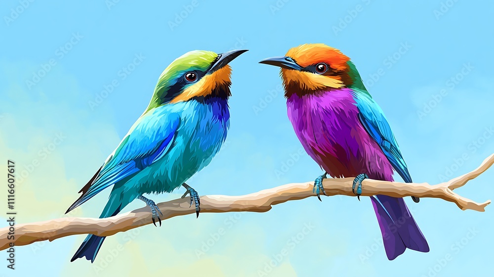 Obraz premium Birds flying with blue background free vector image