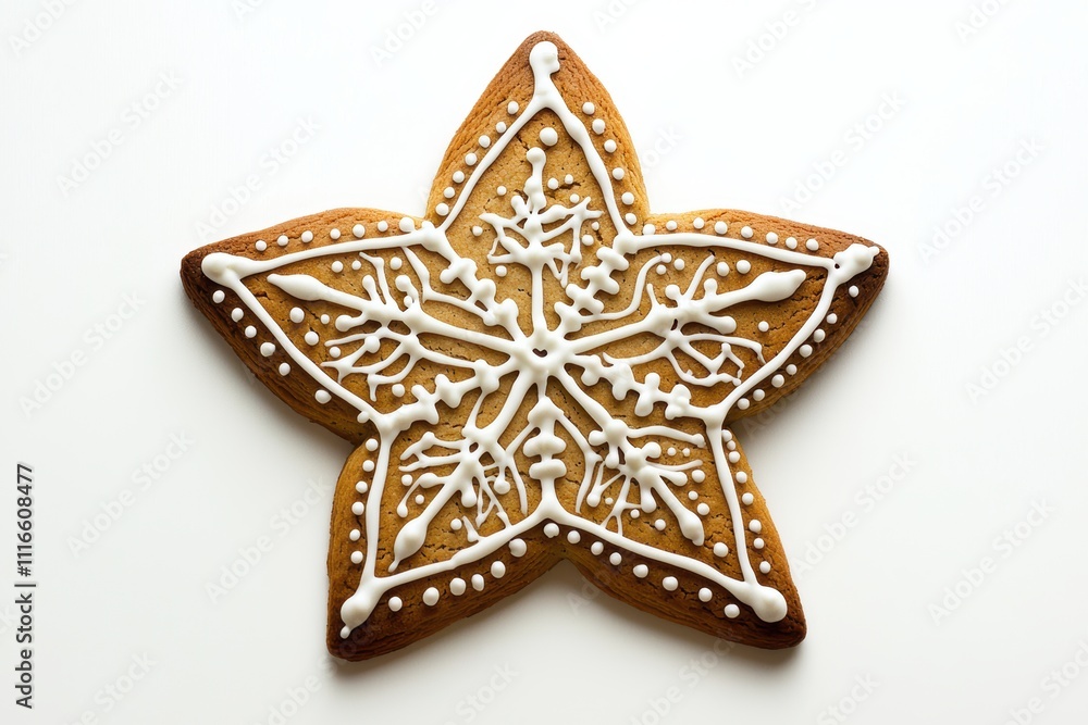 Obraz premium A Beautiful and Delightful StarShaped Gingerbread Cookie Adorned with Icing Decoration