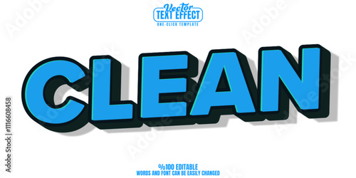 Clean editable text effect, customizable blue and water 3d font style