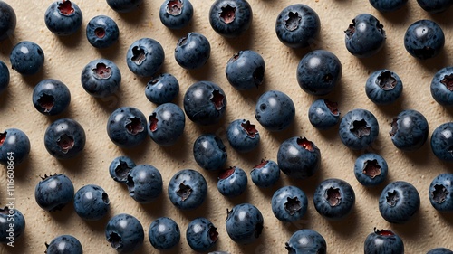 juicy large blueberries scattered on the table photo