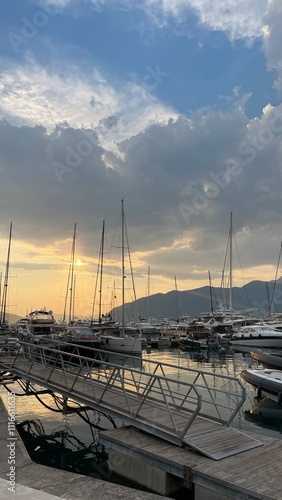 Yacht Porto Montenegro. Elite area of Tivat in Montenegro