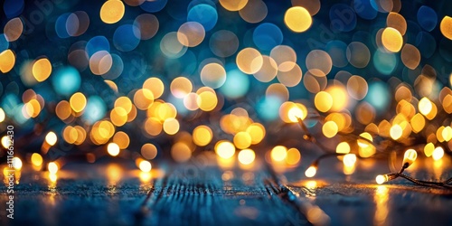 Warm Lights Bokeh on a Dark Blue Background, bokeh, night lights