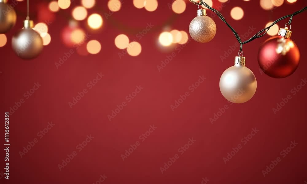 golden and silver xmas lights on red background for merry christmas or season greetings message,bright decoration.Elegant holiday season social post digital card.Copy type space for text or logo golden and silver xmas lights on red background for merry christmas or season greetings message,bright decoration.Elegant holiday season social post digital card.Copy type space for text or logo