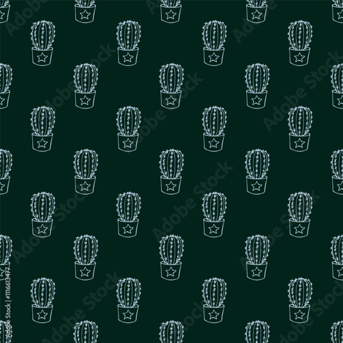 Seamless pattern with cactus doodle for decorative print, wrapping paper, greeting cards and fabric