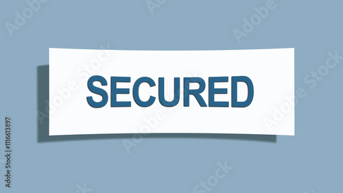 Secured. A card isolated on blue background.