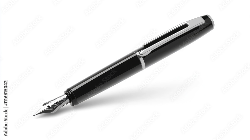 Classic Fountain Pen on Pure White Background for Elegant Writing and Business Use Classic Fountain Pen on Pure White Background for Elegant Writing and Business Use