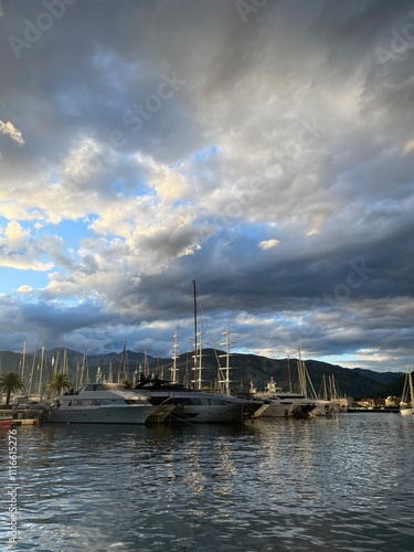 Yacht Porto Montenegro. Elite area of Tivat in Montenegro