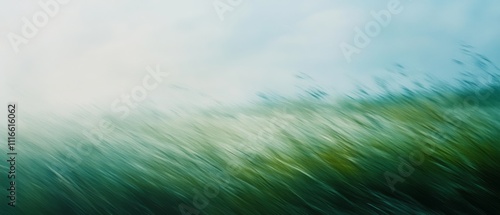 A blurred field of grass sways under a gentle early morning light, evoking tranquility and a connection to nature's peaceful rhythm.
