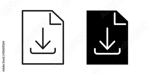 Document icon. File download icon