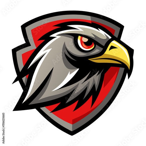 Falcon head with sheld mascot logo  vector illustration photo