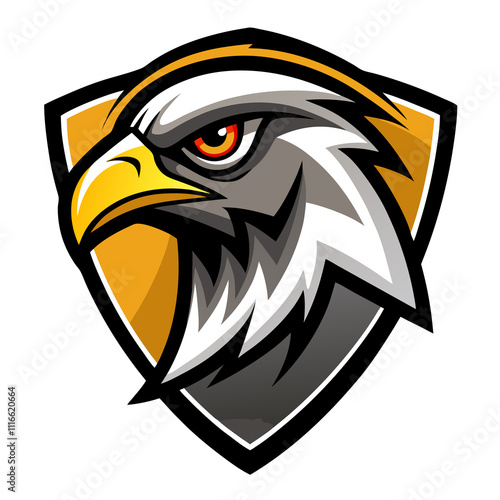 Falcon head with sheld mascot logo  vector illustration photo