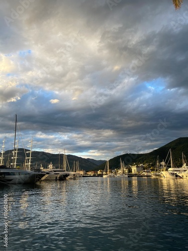 Yacht Porto Montenegro. Elite area of Tivat in Montenegro