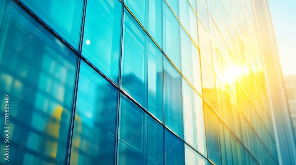 A Close-Up of a Modern Glass Building Facade with Sunlight Reflecting off the Windows A Close-Up of a Modern Glass Building Facade with Sunlight Reflecting off the Windows