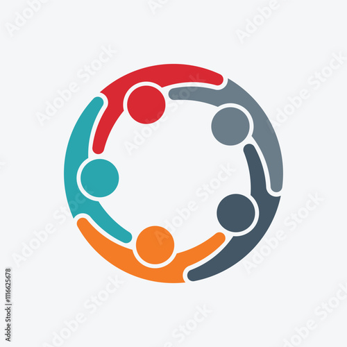 Colorful Circle Icon Representing Teamwork, Unity, Collaboration, and Community Design
