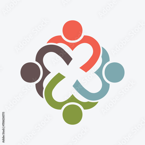 Colorful Unity Heart Symbol Representing Collaboration, Diversity, Community, and Togetherness Design