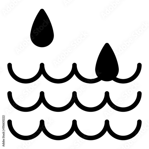 Heavy rain and flood icon in glyph style. Disaster icon. Flood icon