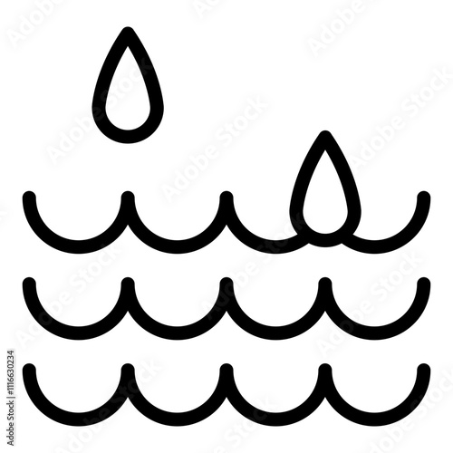 Heavy rain and flood icon in line style. Disaster icon. Flood icon