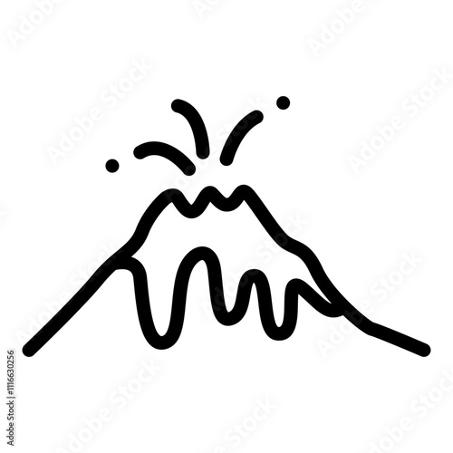 An erupting mountain icon. Mountain icon in line style. Disaster icon