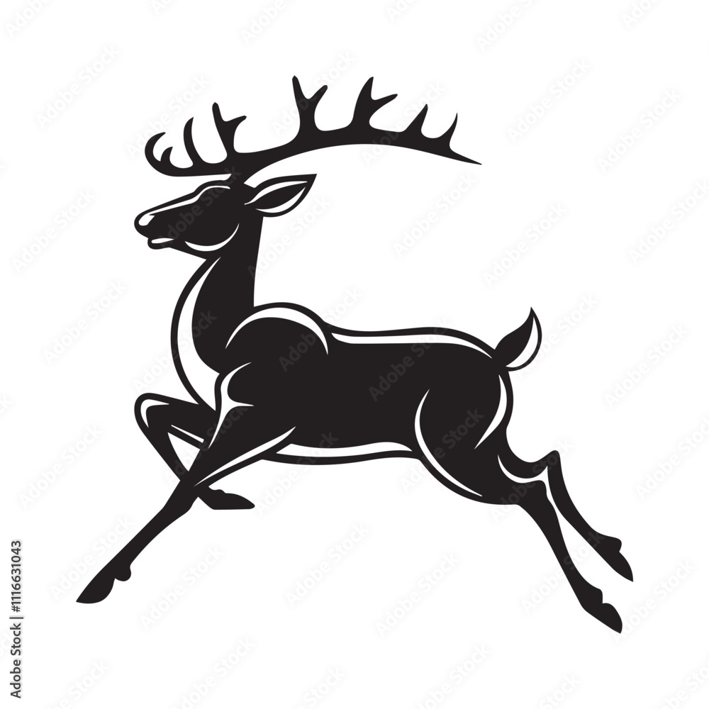 Obraz premium Reindeer Running Silhouette vector
