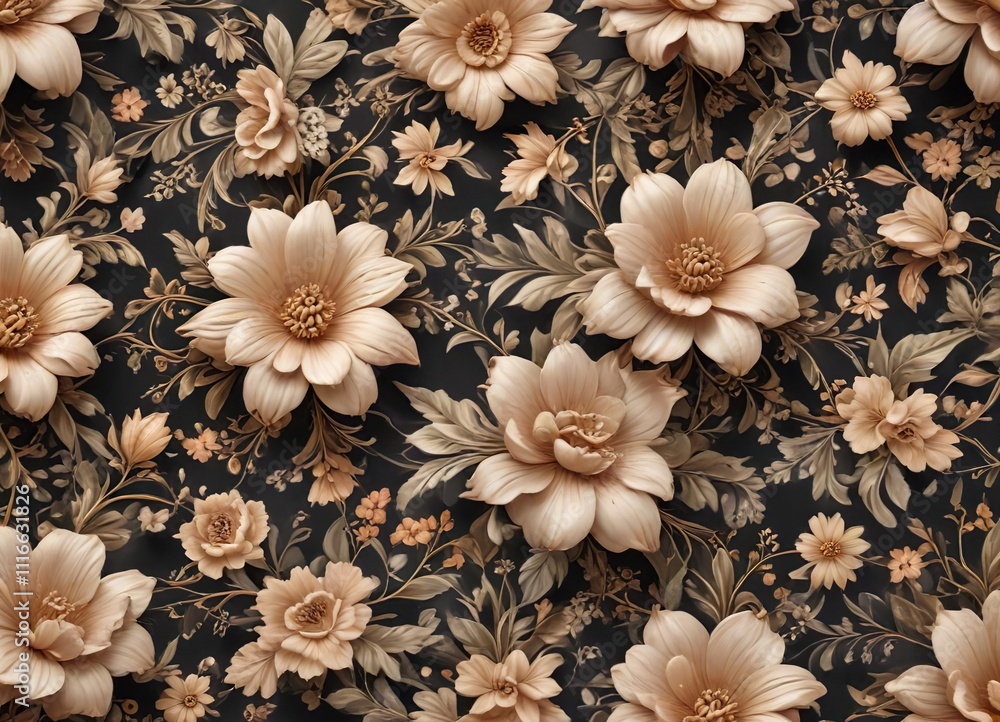 Fototapeta premium Elegant floral pattern with intricate details, abstract, colorful