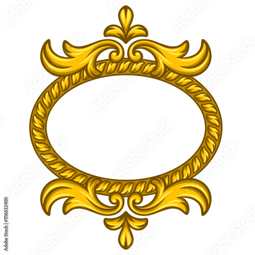 Floral frame in baroque style. Decorative curling plant.