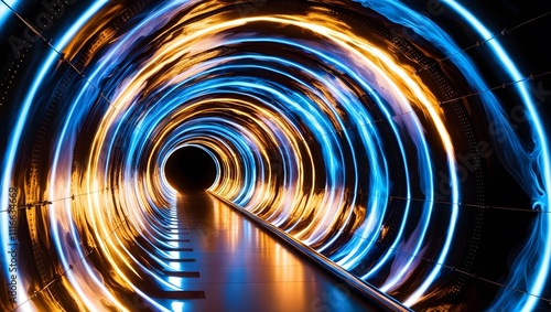Fototapeta Naklejka Na Ścianę i Meble -  Blue and Orange Time Tunnel