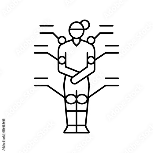 fibromyalgia woman disease line icon vector. fibromyalgia woman disease sign. isolated contour symbol black illustration