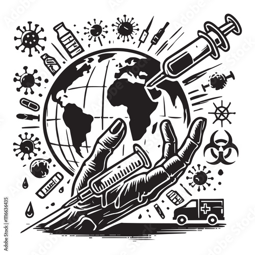 world day of the sick black color vector design white color background