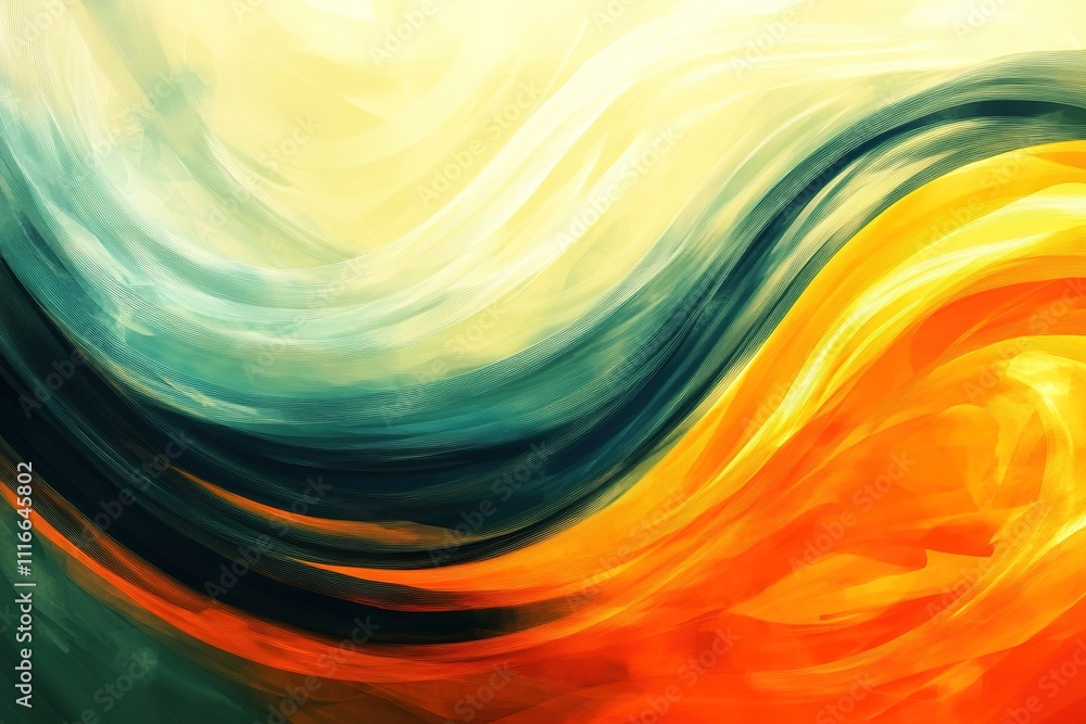 Fototapeta premium Vibrant swirl of warm and cool colors suggesting motion