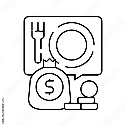 food budget planning line icon vector. food budget planning sign. isolated contour symbol black illustration