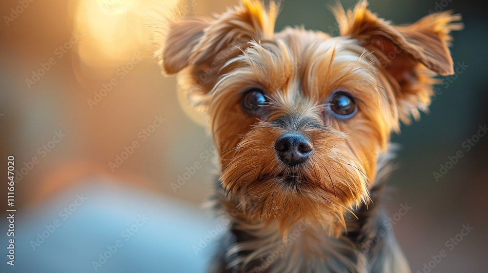 Beautiful cute Yorkie Puppy dog on a bright background Beautiful cute Yorkie Puppy dog on a bright background