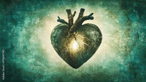 Glowing Tree Heart Fusion: Nature Meets Science in Surreal Art photo