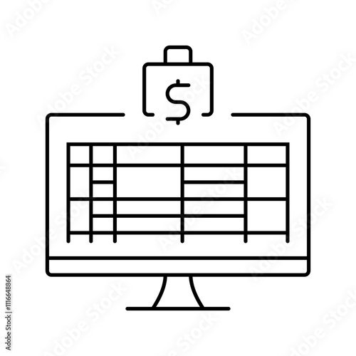 spreadsheet budgeting budget planning line icon vector. spreadsheet budgeting budget planning sign. isolated contour symbol black illustration