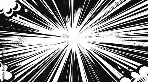 Explosive burst of energy radiates in a dynamic comic style photo