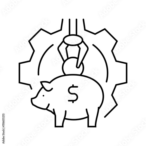automatic savings budget planning line icon vector. automatic savings budget planning sign. isolated contour symbol black illustration
