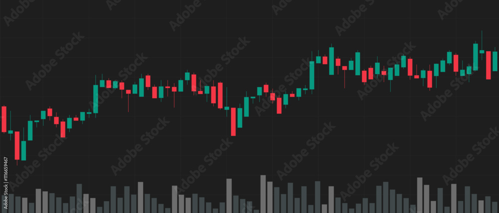 Fototapeta premium Stock market crypto Candlestick pattern in forex or stock market in green and red colors. Vector illustration