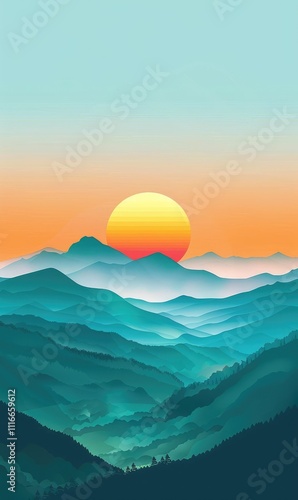 mountain valley the sun with lush green tree surrounded hill and peak natural scenery ai generated