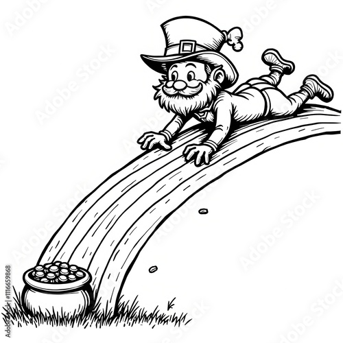  Leprechaun Sliding Down Rainbow to Gold