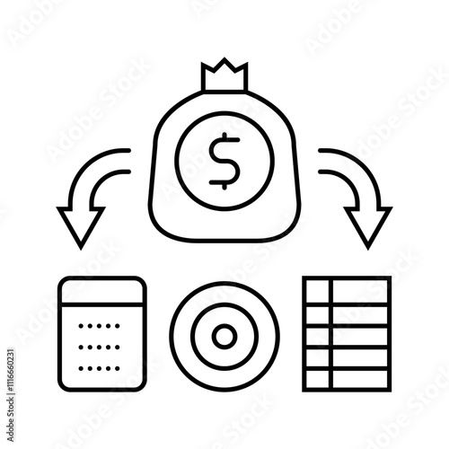 vacation savings budget planning line icon vector. vacation savings budget planning sign. isolated contour symbol black illustration